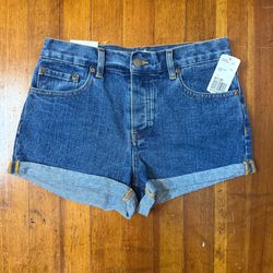 Forever 21 Dark Blue Rolled Cuff Denim Shorts