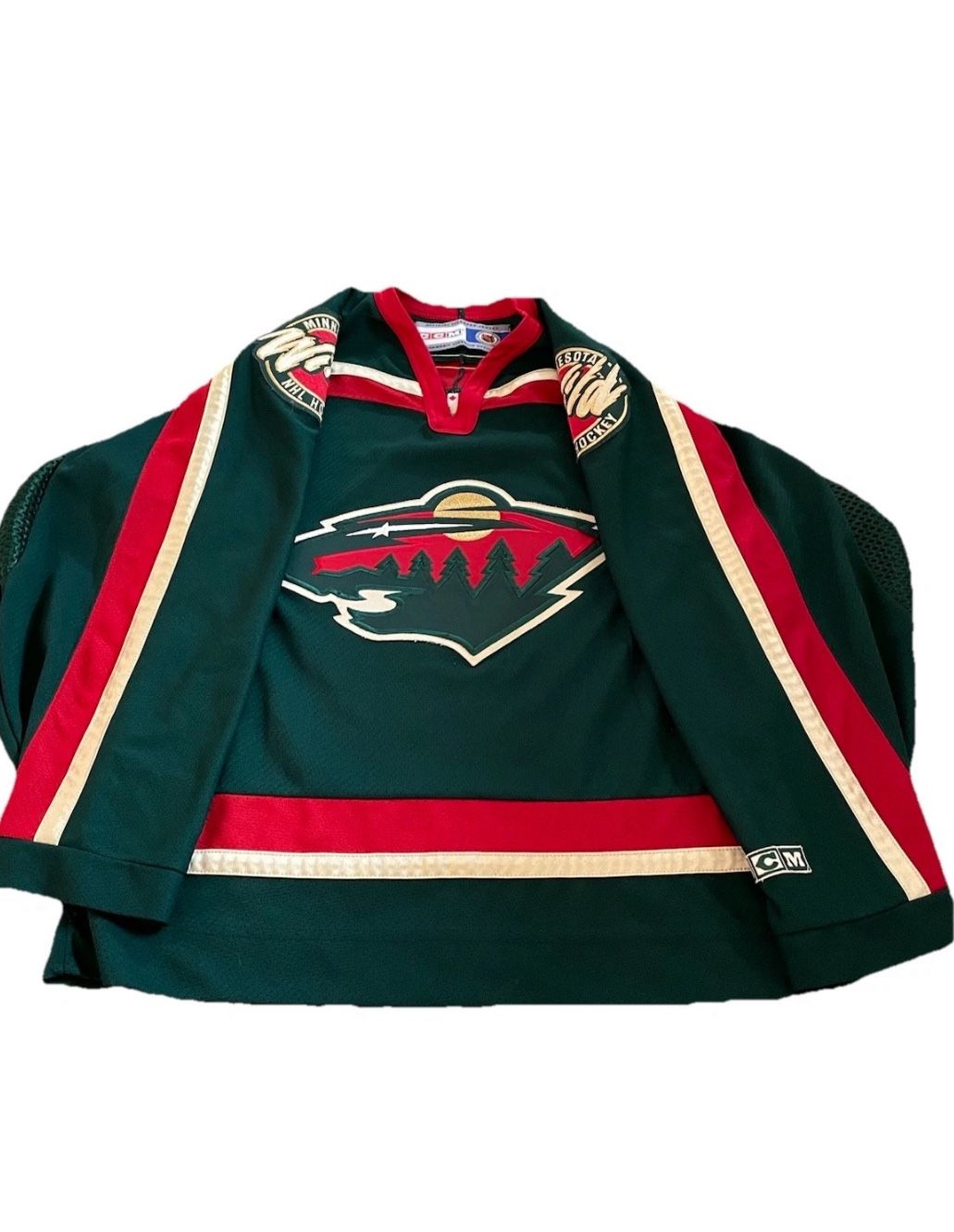 Vintage Y2K MINNESOTA WILD CCM Jersey Mens S Stitched NHL Hockey Script Logo