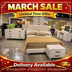 4-piece queen size bedroom set – includes the bed frame, dresser, mirror, and nightstand