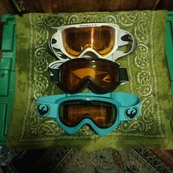 3 Pairs Of Ski Goggles For Sale.