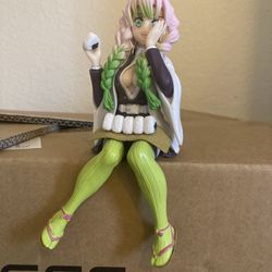 Mitsuri Kanroji Kanzaki Aoi Action Figure Eating Rice Balls Series Demon Figures Monster Slayer Ghost Slayer Collection Toys Car Desk Decor, Green+pin
