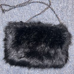 Black Fur Crossbody Bag 
