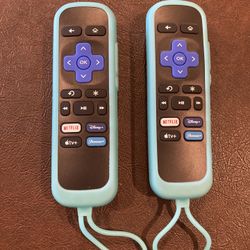 2 Pack -Universal Remote Controls And Covers For Roku Streaming Sticks or Boxes