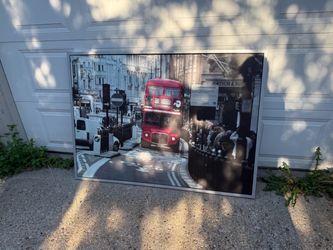 Framed London Red Double-Decker Bus Wall Art