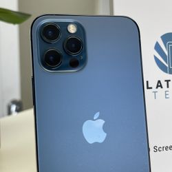 iPhone 12 Pro 128Gb UNLOCKED Blue Case Wireless Headphones And Glass Protector 