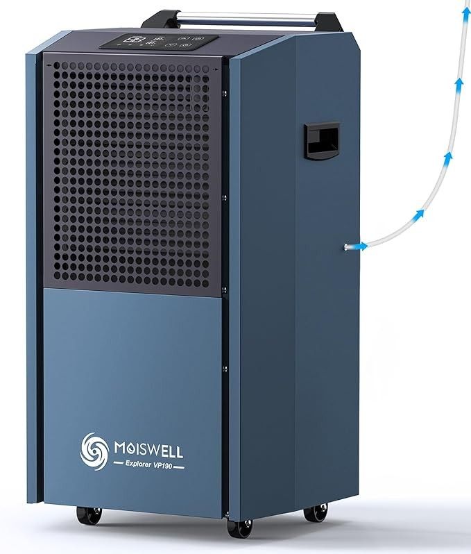 Moiswell 190 Pints Commercial-Grade Dehumidifier with Pump