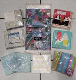 Assorted Party Napkins and Table Cover Bundle
