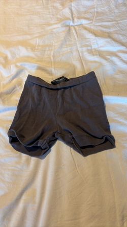 Gray Ribbed Biker Shorts