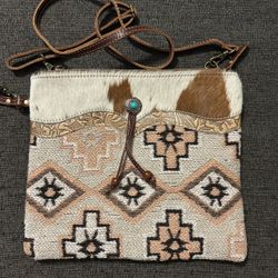 Western Cowhide Aztec Crossbody Bag