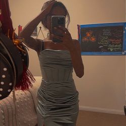 evening gown/ prom/ corset dress Olive green never worn 