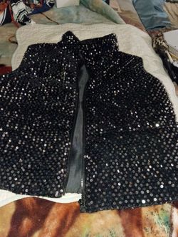 Shein Women's Black with Sequin Vest Beautiful Sz S.