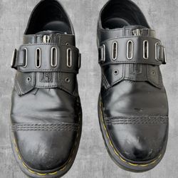 Dr. Martens 1461 Quynn Low Buckle Zip Black Leather Shoes Mens 12 Womens 13 EU 46