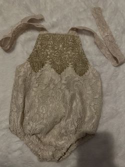 Baby Onesie In Lace Detail 