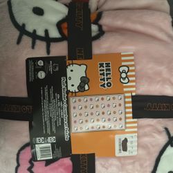 Pink Hello Kitty Halloween plush blanket