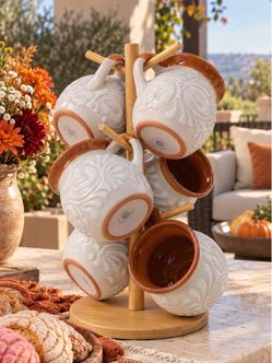 Talavera mugs set of 6 with stand included