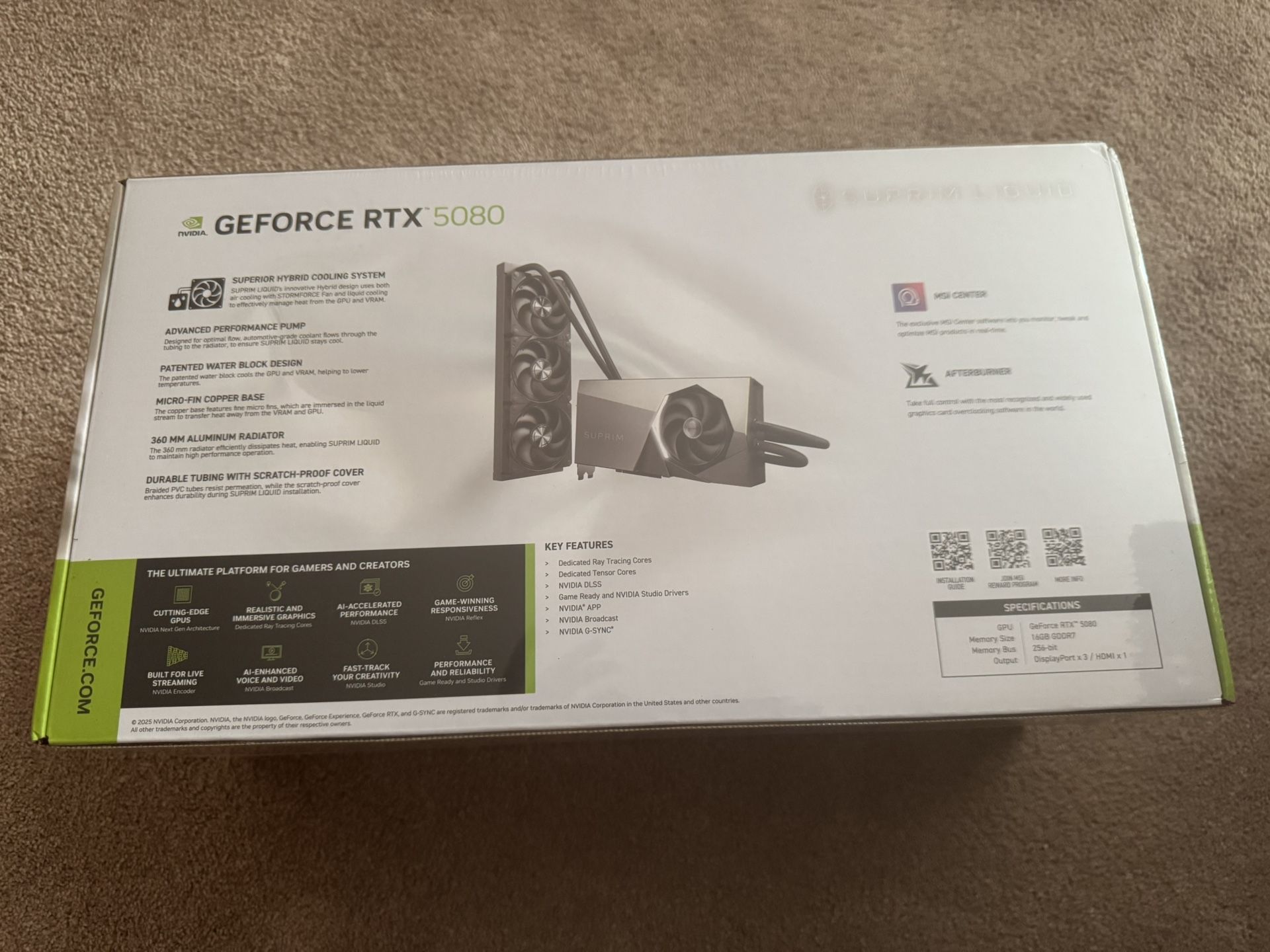MSI RTX 5080 Suprim Liquid (Sealed Box)