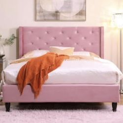 Full Size Pink Tufted Bed