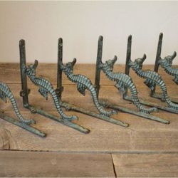 CLEARANCE! Brand New! {Set of 6}  7.75" Seahorse Shelf Brackets Coastal Nautical | SHIPPING IS AVAILABLE