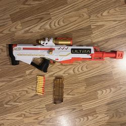 Nerf Pharaoh 35” White Gold Sniper Rifle Blaster Like New - Tested & Working