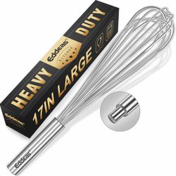 Eddeas 17in Large Whisk,Heavy Duty Whisk, Stainless Steel Whisk Suitable For Mixing Thick Batter, Dry Ingredients And Seasonings.Accessories For Profe