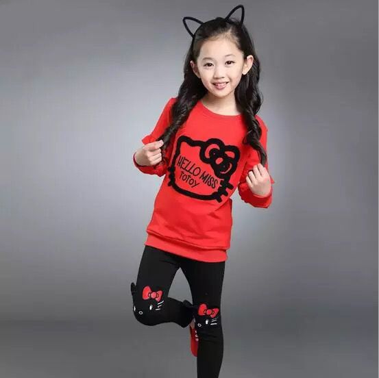 Cute Hello Kitty Fall Outfit 2 Pcs Set