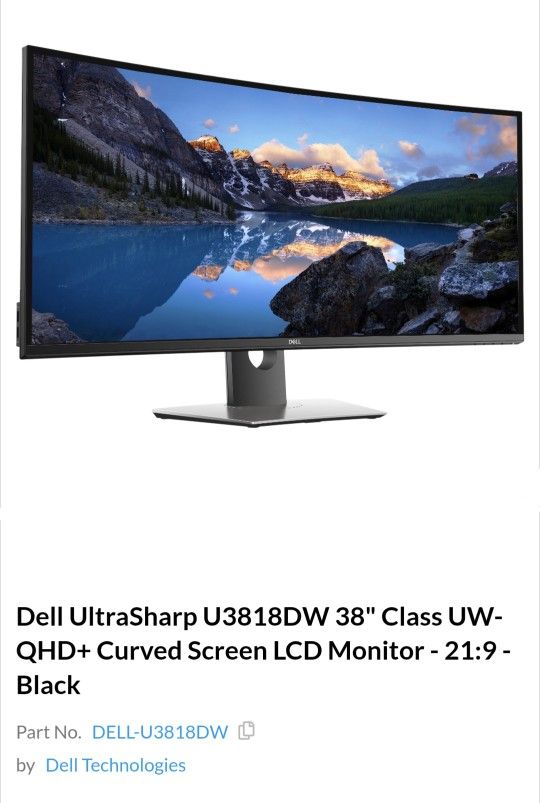 Dell 38" Curved Monitor 