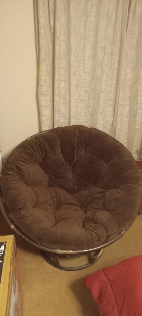 42 Inch Papasan Chair With Brown Cushion 