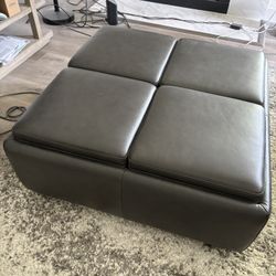 Dorian Leather Storage Cocktail Ottoman / Coffee Table