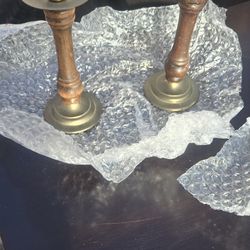 Vintage Brass And Wood Candlen