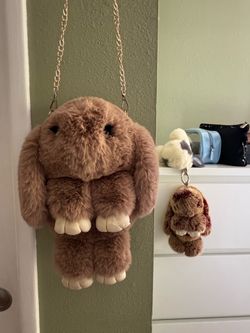 Plush Bunny Crossbody Bag with Matching Keychain