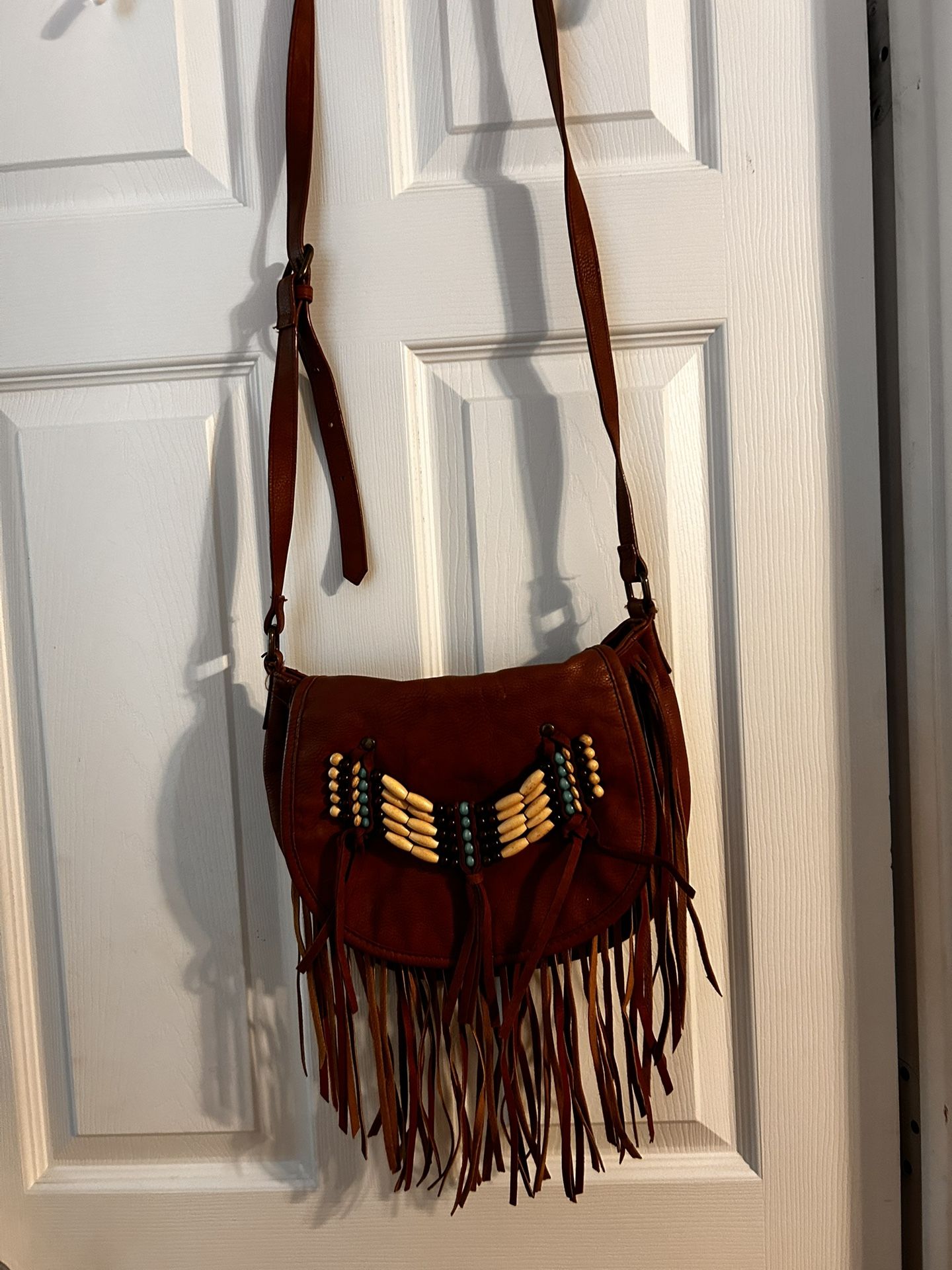 Purse With Fringes & Beads Approx 11” X 10”