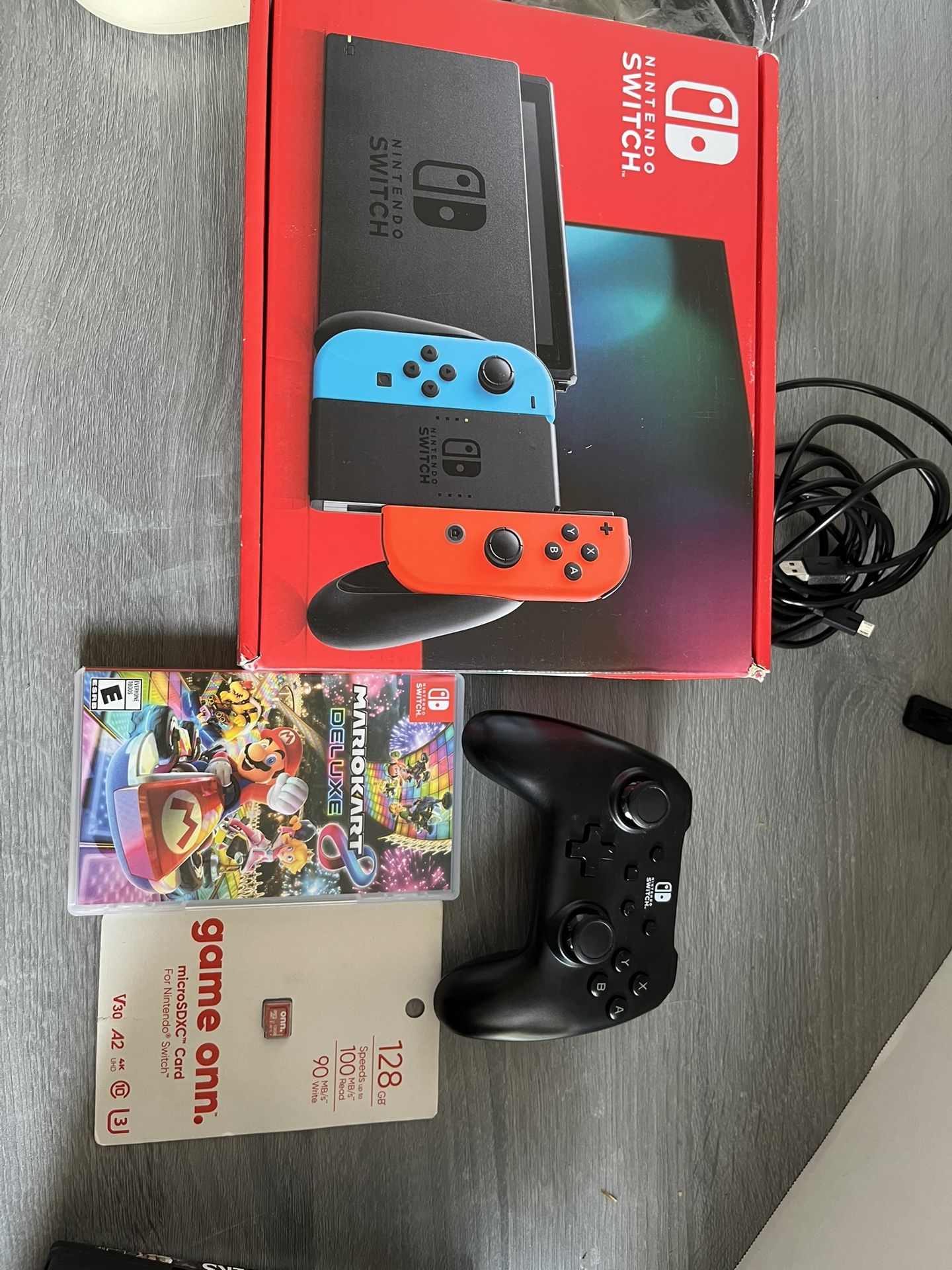 Nintendo Switch Console Bundle w/ Joy Cons, Pro Controller, Mario