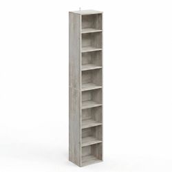 8-Cube Tall Narrow Bookshelf – Grey Wood Finish