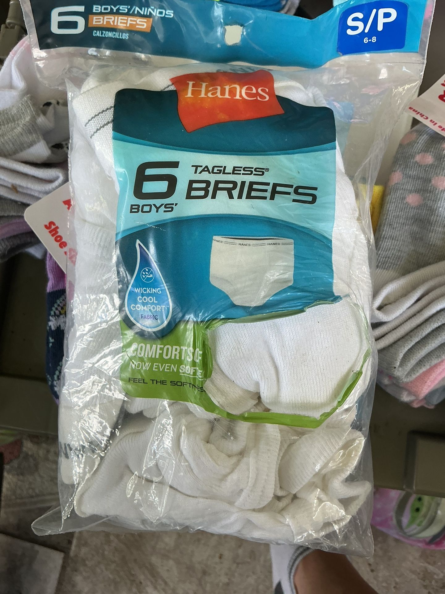 Hanes Boys White Briefs Pack of 6 Underwear Comfort Flex Size S/P- New