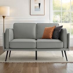 60" Faux Leather Loveseat Sofa,Waterproof,Metal Frame,Comfy Love Seat Small Couches for Small Spaces