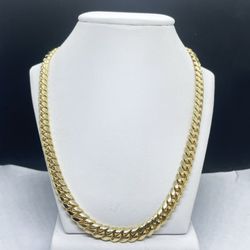 14k Solid Gold Miami Cubana Chain