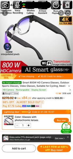 Smart glasses with camera
