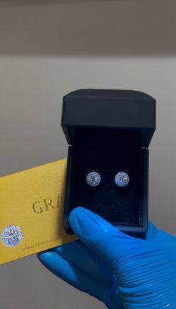 Custom VVS1 Moissanite Diamond Round Pave Earrings, 6.5mm