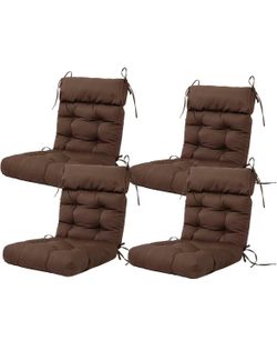 Brand new! Patio Chair Cushion,Tufted Adirondack Outdoor Chair Cushion,Wicker High Back Outdoor Seat Cushion,Set of 4, 44"X21"X4" (4 Pack), Brown