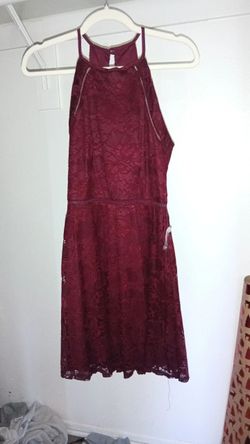 New Burgundy Lace Halter Mini Dress