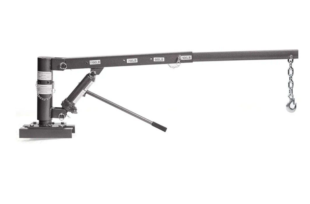 Stark USA 1/2 Ton Capacity Pickup Truck Extra Hoist Lift Load Jib Crane Telescopic Boom 1,100 LBS Extension Lock Position Swivel Base Mounted