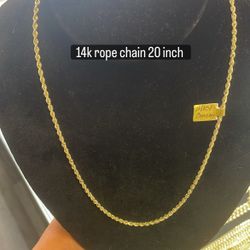 14k Gold Rope Chain 20 Inches & 22 Inches