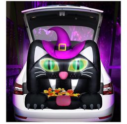 Inflatable black Halloween trunk treat cat