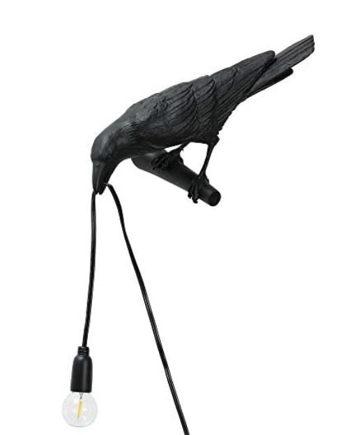 MAYOLA Birds Table Lamps, Resin Crow Desk led Lamp Lights Fixture for Living Room, Bedroom, Office, College Dorm (Wall-Black