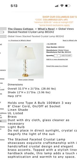 Global Views Stacked Faceted Crystal Table Lamp