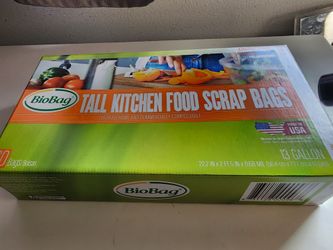BioBag (USA) Tall Kitchen Food Scrap Bags, 13 Gallon, 60 Count, 100% Certified, NON GMO