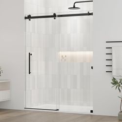 Frameless Shower Door, Water Repellent Black Shower Door w