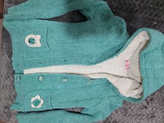 Teal Kids Cardigan with Fleece Lining