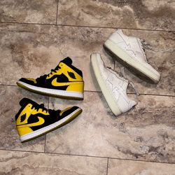 Jordan 1 Mid SE New Love & BAPE STA White Sneaker Bundle (Sizes 11 & 10)