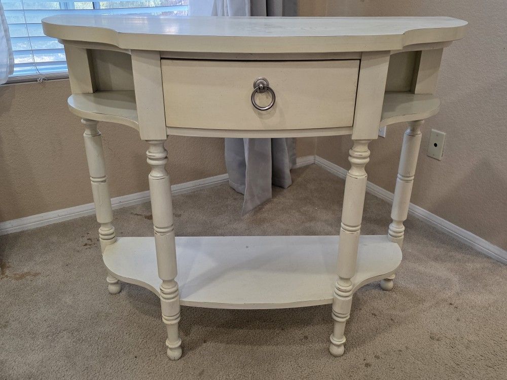 Vintage Cream Demilune Console Table